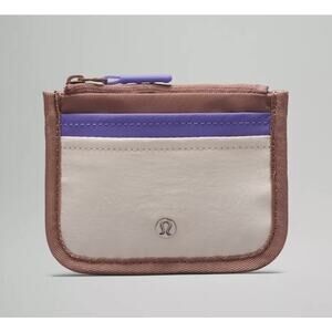 Lululemon True Identity Card Case, Tan and Lavender, Zip Wallet, Water Repellent